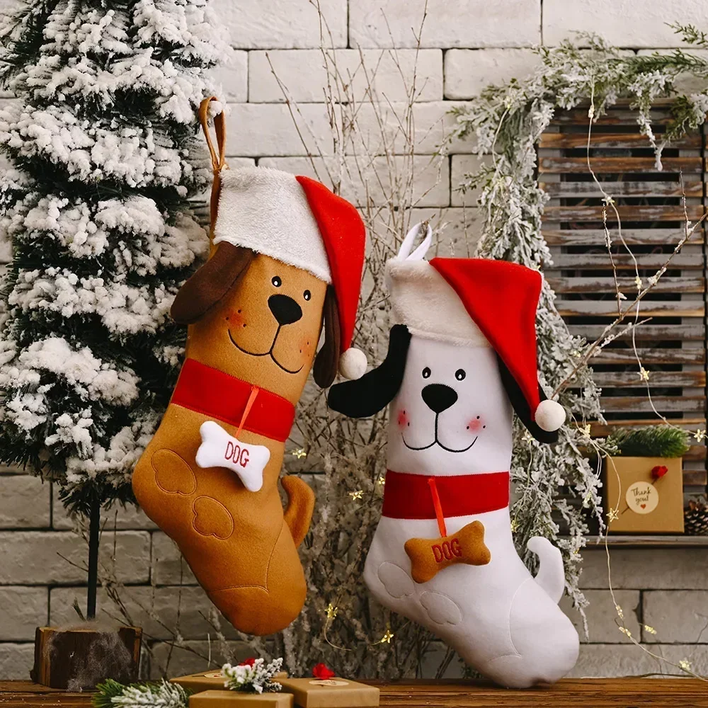 Christmas Stocking Hanging - ถุงเท้าตกแต่งต้นถุงซานตาสำหรับเด็กถุงเท้าของขวัญวันคริสต์มาสรูปกระดูกสุนัขสำหรับสัตว์เลี้ยง