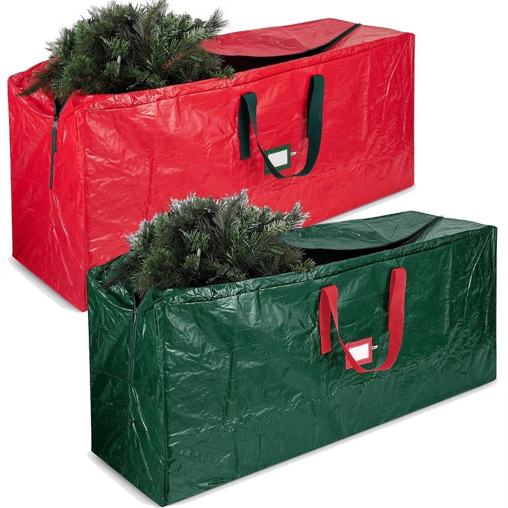Christmas Tree Artificial - กระเป๋าเก็บต้นคริสต์มาสแบบพับได้ กันน้ำ ทนทาน สำหรับจัดเก็บเฟอร์นิเจอร์คริสต์มาส อุปกรณ์จัดระเบียบบ้าน มีหูหิ้ว