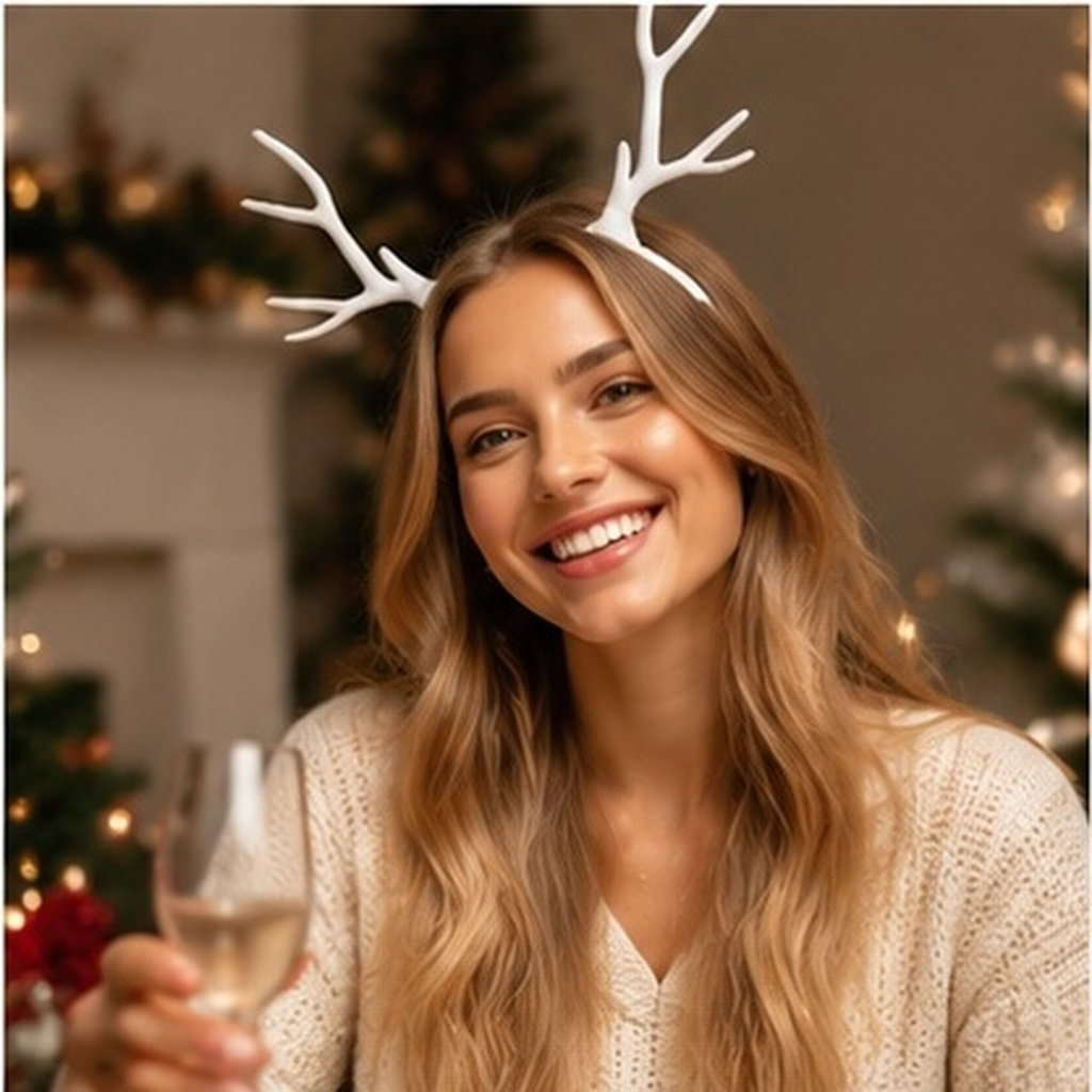 Reindeer Antlers Headband - 1 ชิ้น ที่คาดผมเขากวางเรนเดียร์สุดหรู สำหรับงานปาร์ตี้คริสต์มาส เครื่องประดับผมสวยงามสำหรับผู้หญิง ตกแต่งผมสำหรับเทศกาลคริสต์มาส