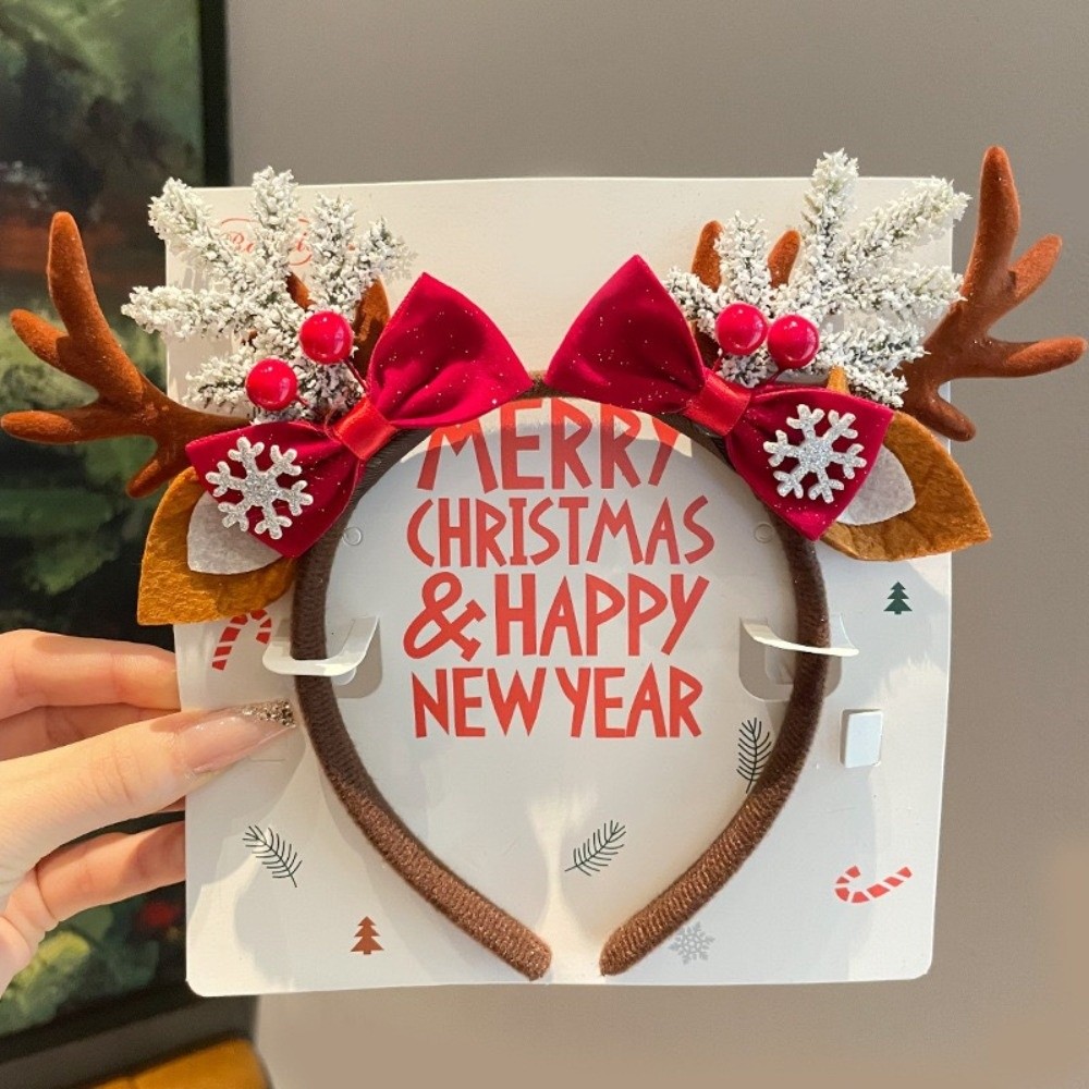 ที่คาดผมกำมะหยี่สีแดงเรียบง่าย - Reindeer Antlers Headband บทวิจารณ์และราคา