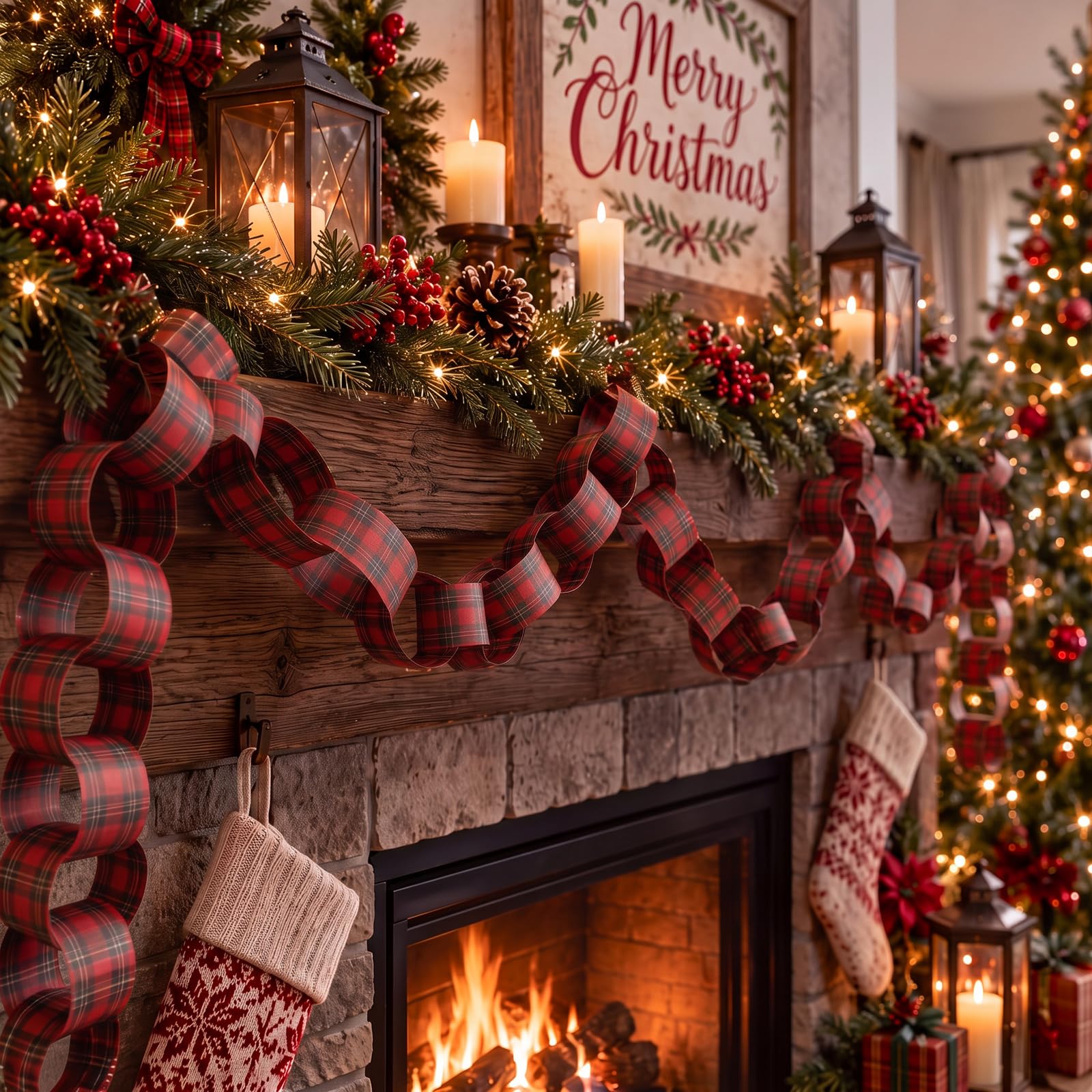 พวงมาลัยกระดาษลายสก็อตแดง-ดำ ท - Christmas Throw Blanket บทวิจารณ์และราคา